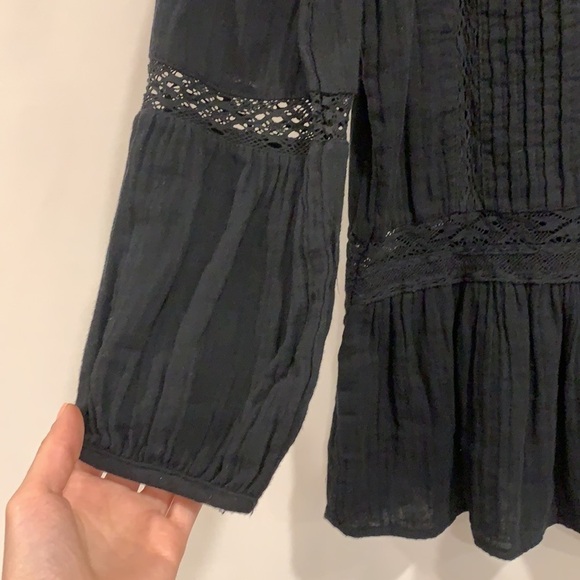 Nwt Zara Black Laced Cotton Blouse - Picture 4 of 6